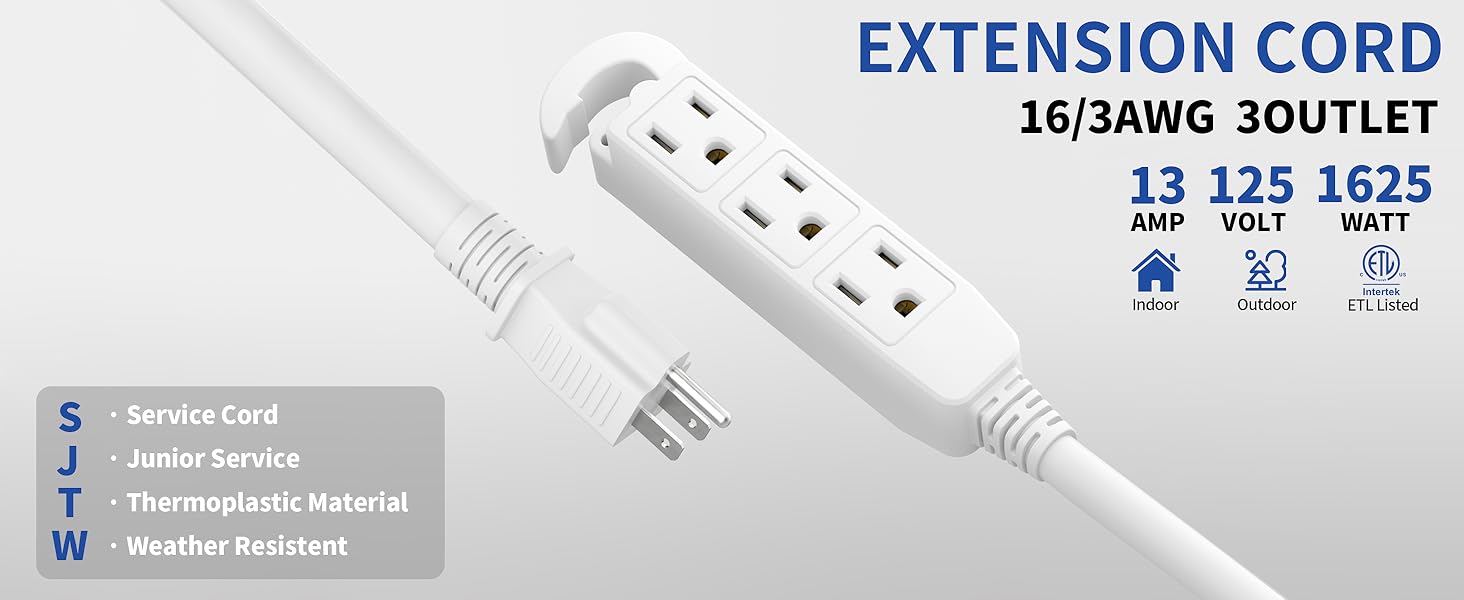3 outlets extension cord