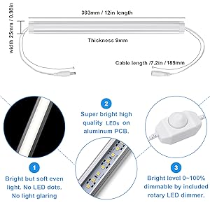 Litever under cabinet LED lighting kit 5000K white cable