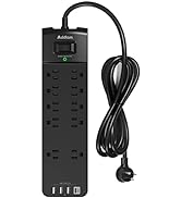 Power Strip - Addtam Surge Protector with 10 Outlets and 4 USB Ports, 6 Feet Extension Cord with ...