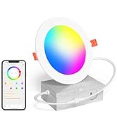 Smart Recessed Lighting 4 Inch RGBCW Color Changing 12W LED Recessed Ceiling Lights with Junction...