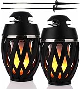 2-Pack Outdoor TWS LED Flame Speaker with 5-Foot Poles, Bluetooth 5.0, Tiki Torch Atmosphere Lamp...