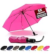 Anntrue Windproof Travel Umbrella, Auto Open Close Lightweight Compact Portable Backpack Folding ...