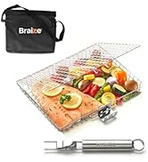Stainless Steel Large Grill Basket with Easy Open/Close Lid and Removable Handle - 12.25 x 9.5 x ...
