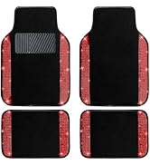 NBTEPEM Red Bling Car Floor Mats Full Set, Universal Fit Most Cars,SUV, Trucks, 4 pcs Sparkle Gli...