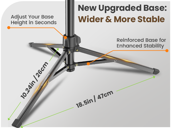 Stable 47cm leg span lowers center of gravity, prevents tipping.