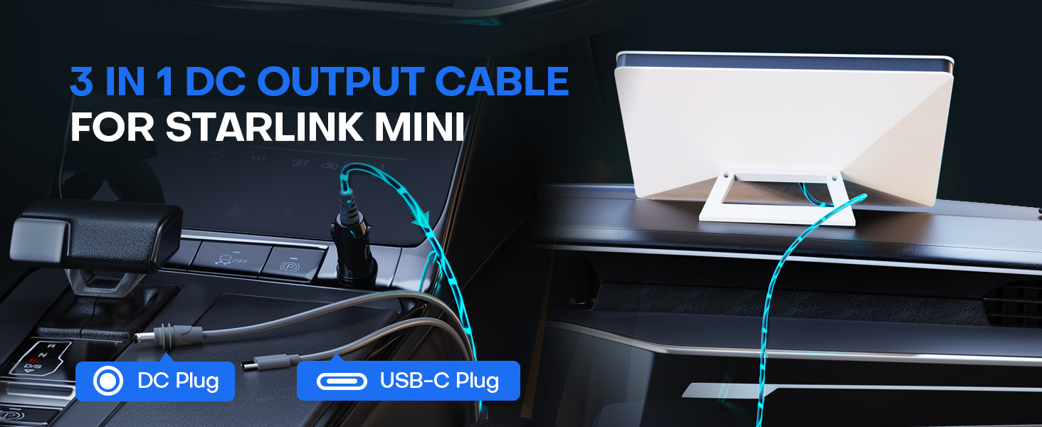 Edihia Starlink Mini Car Adapter 3-in-1 Cable