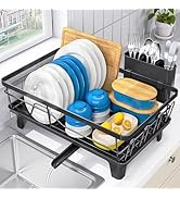 Urackify Dish Drainers for Kitchen Counter - Large Capacity Dish Drying Rack with Drainboard, Rus...
