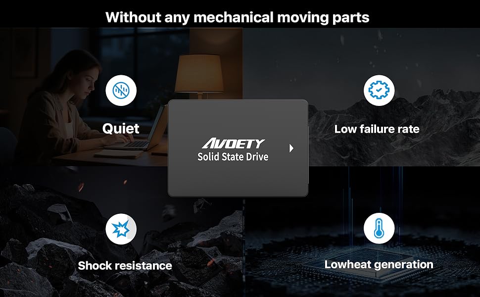 Features silent operation, low failure rate, shock resistance, and low heat generation
