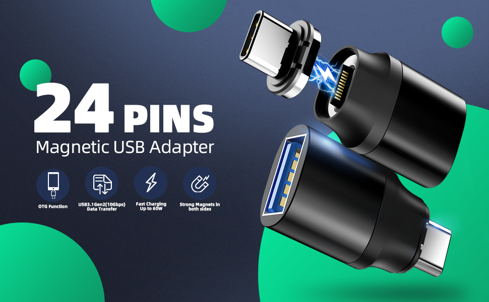 usb to usb c adapter magnetic