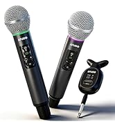 AFUOO Wireless Bluetooth Karaoke Microphone, All-Metal Mic with RGB Light, Volume Control, 24H Re...