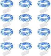 Brightown 12 Pack Led Fairy Lights Battery Operated String Lights Waterproof Silver Wire 7 Feet 2...