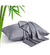 BEDELITE Cooling Pillow Cases for Hot Sleepers &amp; Night Sweats, Rayon Derived from Bamboo, Grey Pi...