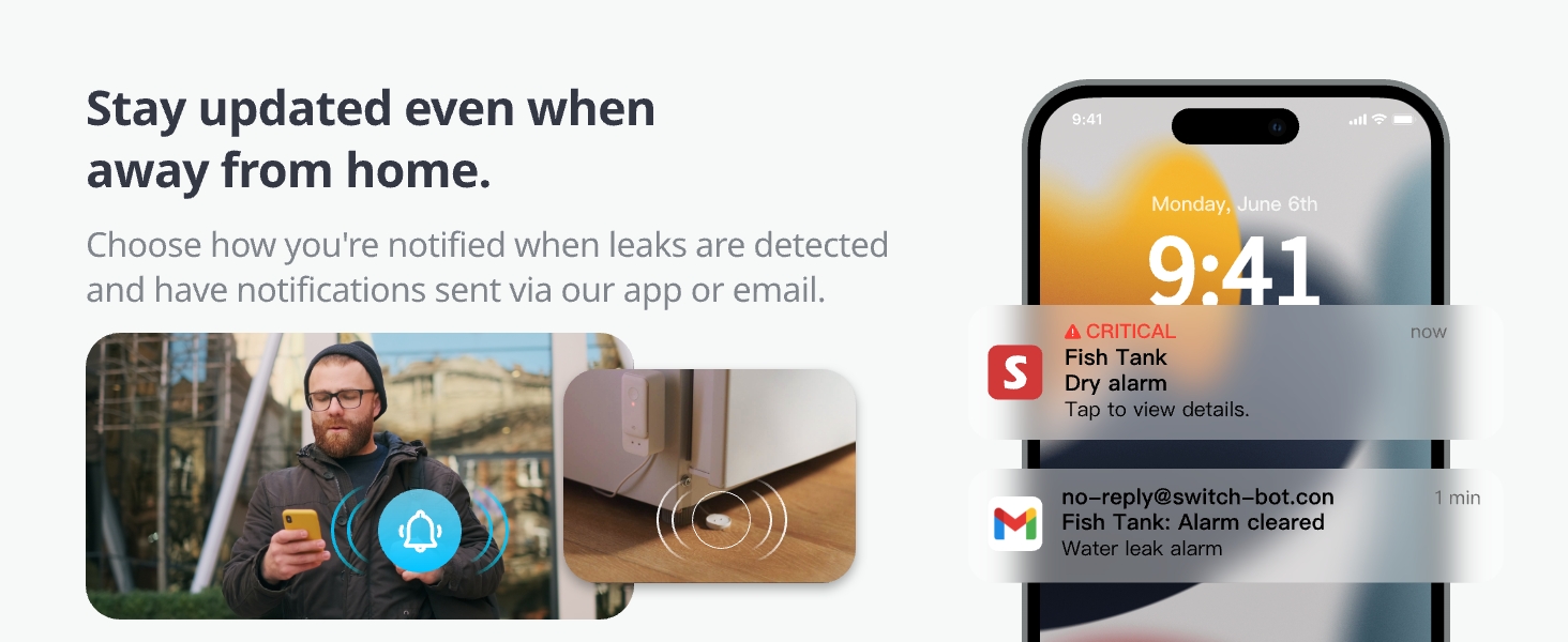 Switchbot water leak detector sensor alarm home 