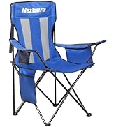 Nazhura 2 Pack Folding Camping Chair with Cooler Pouch, Mesh Backrest and Cup Holder Pocket (Blue...