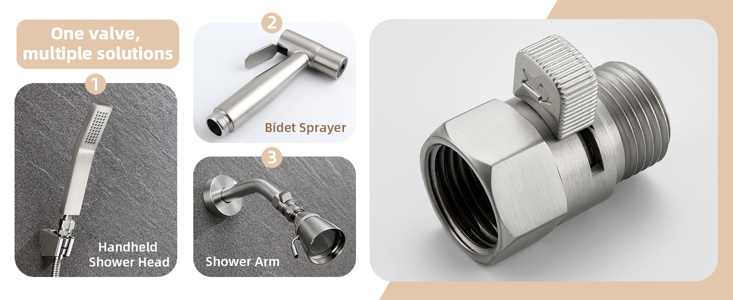 SHOWER FLOW CONTROL VALVE BRUSHED NICKEL