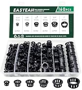 EASYEAH 160pcs Cable Snap Bushing Grommet Protector Black Snap in Cable Hose Bushing Grommet Roun...