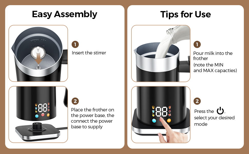 Electric Milk Frother 6 in 1 Milk Foam Machine