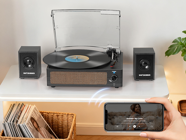 bluetooth record player with speakers
