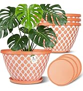 Nooulap 4 Pack 16 Inch Plant Pots, Heavy Duty Large Planters, Durable Plant Pot with Drainage, In...