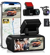 Orderich 2 Channel 4K Dash Cam Front and Rear, 3.16 Inch Dash Camera Support WiFi GPS Starlight N...