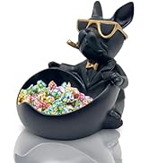 Huhote Bulldog Candy Bowl Decor, Heart-shaped Key Holder Bowl Candy Dish, Bulldog Gifts Accessori...