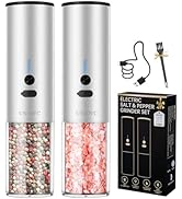 UNIOVC Electric salt and Pepper Grinder Set,Automatic Pepper Mill with Adjustable Coarseness,Elec...