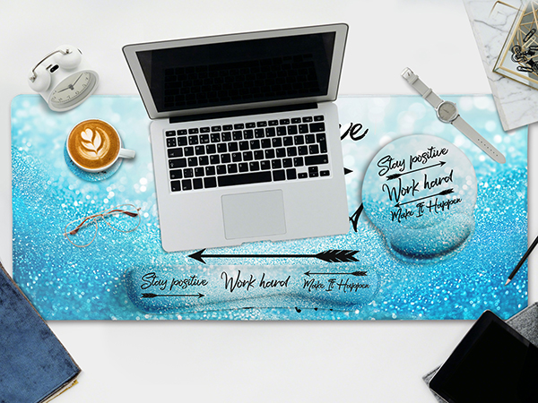 Cute Desk Mat Mouse Pad Wrist Rest Smooth Wrist Support Surface Non-Slip PU Base for Pain Relief