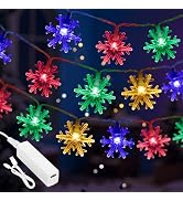 Lakumu Christmas Decorations Lights, 20FT 40 LED Snowflake String Lights Battery Operated with 8 ...