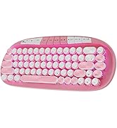 RK ROYAL KLUDGE RK838 Pink Wireless Keyboard, Retro Typewriter Keyboard BT/2.4G/Wired Mode, 75% R...