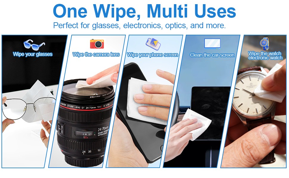 Meihua’s Works lens wipes clean glasses, cameras, phones, car screens, and watches easily.