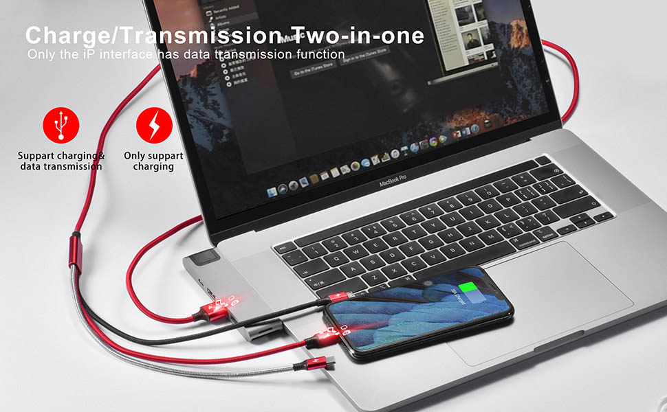 multiple charge and transmission cord 10ft 3 in 1 charging cable phone charger cord