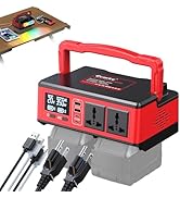 350W Power Inverter Compatible with Milwaukee 18V Batteries: Portable Power Station with 2 AC Out...