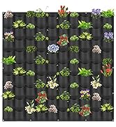 Hanging Planting Grow Bags, 90 Pockets Wall Planter Wall Mounted Grow Bag Outdoor Indoor Gardenin...