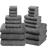 SEMAXE 18 Pack 100% Cotton Bath Towel Set, 6 Bath Towels, 6 Hand Towels, 6 Wash Cloths, Bathroom ...