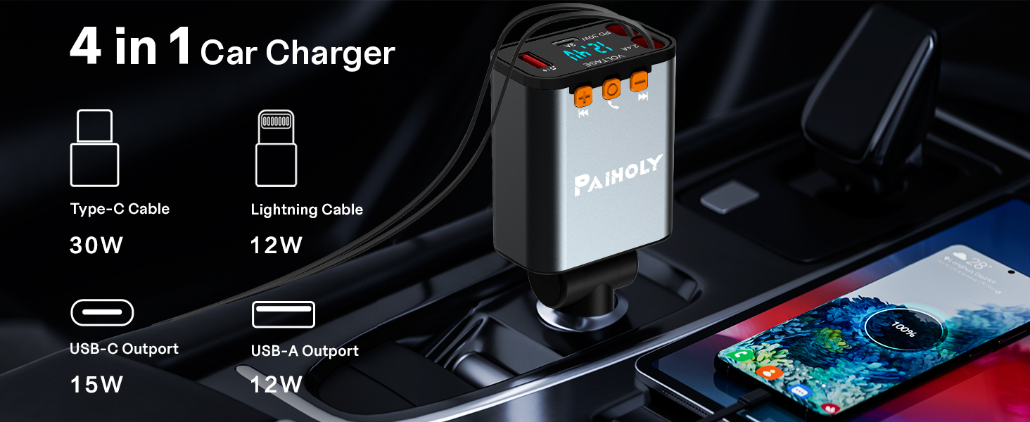 retractable phone charger for car