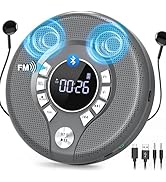 Greadio Portable CD Player with Bluetooth, FM Transmitter for Car Home Use, Rechargeable Discman ...