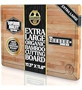 Deer &amp; Oak Premium Extra Large Bamboo Cutting Board - 17.3" x 11.8" x 0.8" Wooden Chopping Board ...