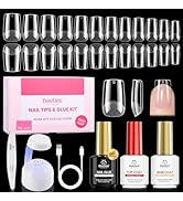 Beetles Gel Nail Kit Etch-X, Square Short, 288pcs 12 Sizes Nail Tips, 3Pcs 15ml HEMA-Free Nail Gl...