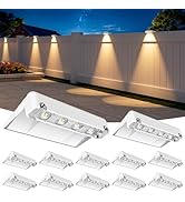 NIORSUN Solar Fence Lights Outdoor 12 Pack, IP65 Waterproof Large Size LED Solar Deck Lights with...