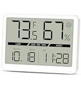 OQIMAX Indoor Thermometer Hygrometer, Digital Thermometer Hygrometer with Large LCD Screen, Room ...