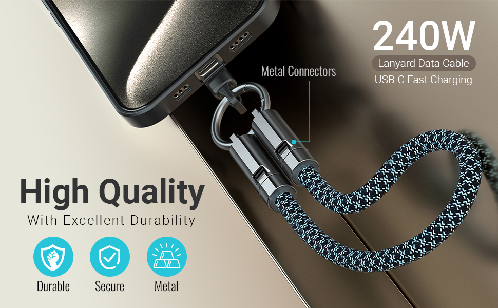 High Quality Lanyard with USB-C Fast Charging Cable