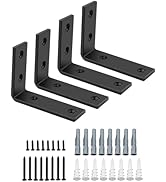 SAYAYO Floating Shelf Brackets Heavy Duty 4 Inch, 1/5 Inch Thicken Black Shelf Bracket for Wood S...