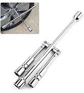 YGDMD Universal Lug Nut Removal Tool,Foldable 17mm,19mm,21mm,23mm 4 Way Lug Wrench for Labor Savi...