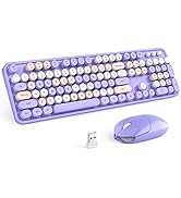 MOFII Wireless Keyboard and Mouse Combo,2.4GHz Retro Full-Size Keyboard with Number Pad and Cute ...