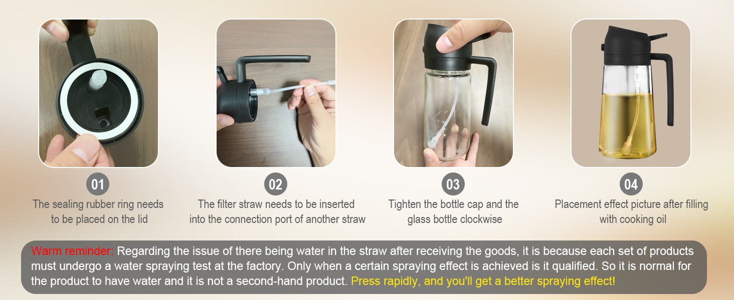 2 in 1 Glass Oil Sprayer, Cooking Oil Sprayer,16oz Oil Sprayer for Oil Bottle - Kitchen Gadgets