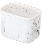 Vigar Zense Collection White Marble Rectangular Toiletries Container Box with Lid, Holder for Cot...
