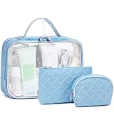 3 Pcs Makeup Bag Clear Travel Toiletry Bags TSA Approved Cosmetic Pouch for Girls Women Waterproo...