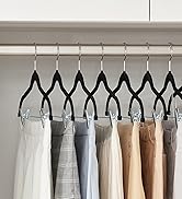 SONGMICS 20-Pack Pants Hangers, 16.7-Inch Long Velvet Hangers with Adjustable Clips, Heavy-Duty, ...