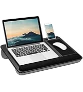 LAPGEAR Home Office Pro Lap Desk with Wrist Rest, Mouse Pad, and Phone Holder - Black Carbon - Fi...