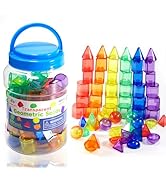 Joswisch 60 PCS 3D Shapes for Teaching, Geometric Solids - Geometric Shapes for Kids, Light Table...